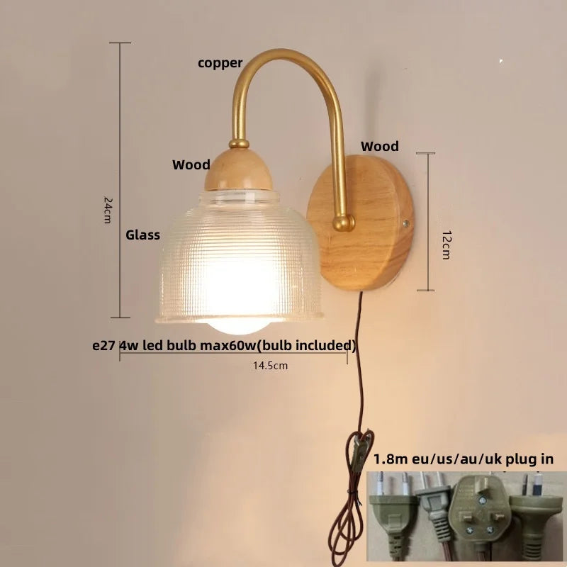 Afralia™ Nordic Glass LED Wall Light Sconce with Pull Chain Switch