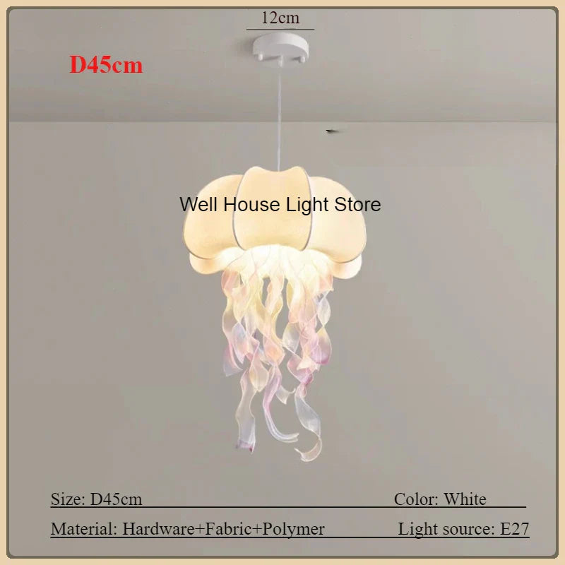 Jellyfish Silk Chandelier: Romantic Pendant Light for Living Room Bedroom Dining Room