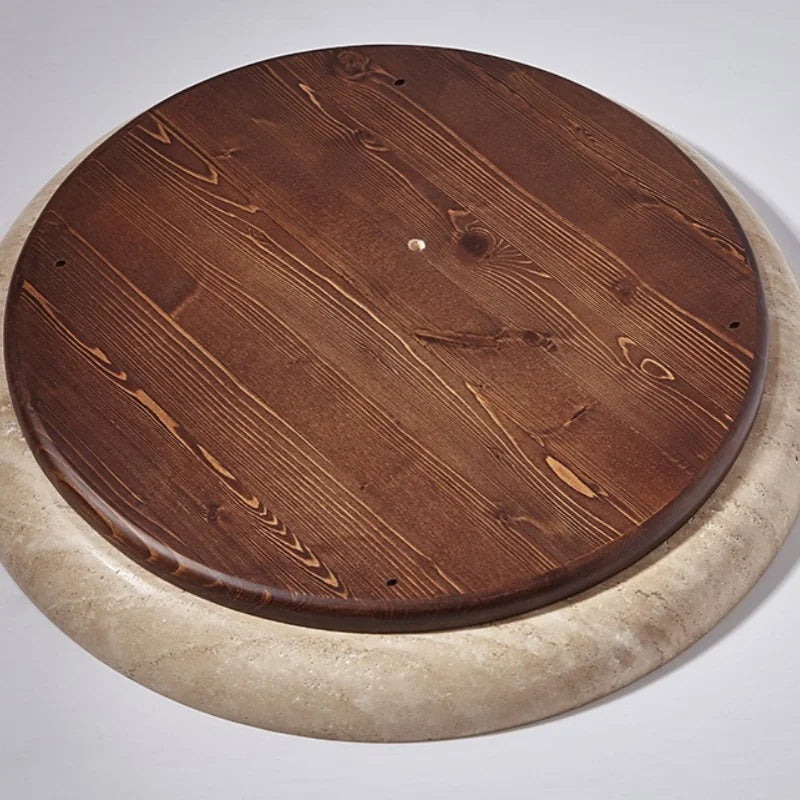 Yellow Travertine Stone LED Ceiling Lamp with Wood Canopy