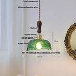 Afralia™ Ceramic Knob Switch LED Pendant Lamp, Nordic Walnut Wood Hanging Light Fixtures for Living Room