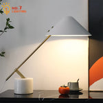Marble Base LED Table Lamp Black/White, Minimalist Design for Home Office Bedroom