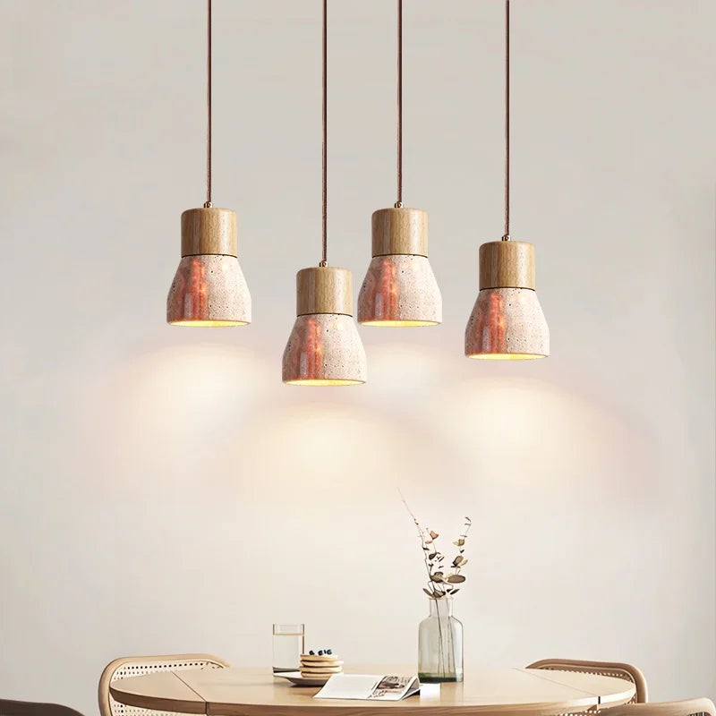 LED Hanging Lamps Yellow Travertine Pendant Lighting for Bedroom Living Dining Room