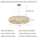 Crystal Luxury Loft Pendant Light with LED E14 Bulb for Living Room