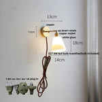 Glass LED Wall Sconce Pull Chain Switch Modern White Stair Light
