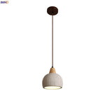 Micro Cement Wood LED Pendant Lamps for House Kitchen Living Room Decor