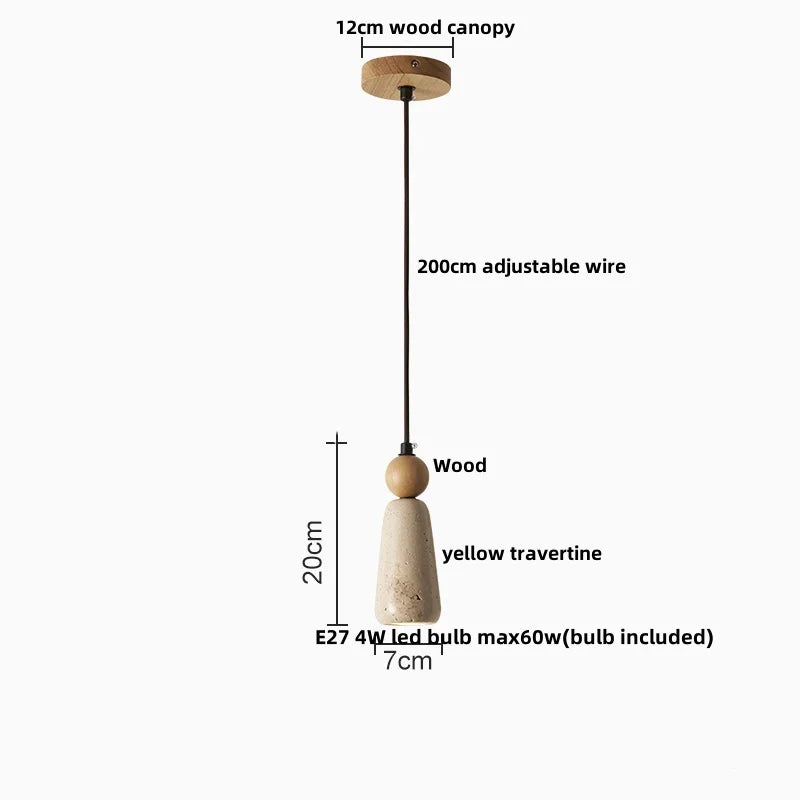 Wood LED Pendant Light - Modern Adjustable Hanging Lamp for Coffee Bedroom