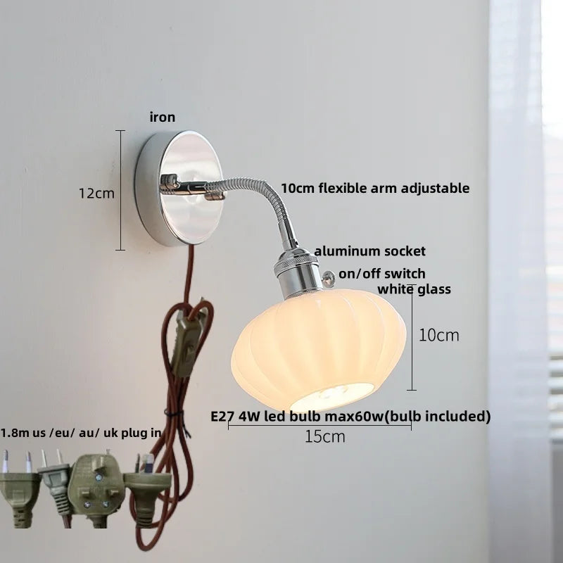 White Ceramic LED Wall Lights Adjustable Modern Bedside Lamp