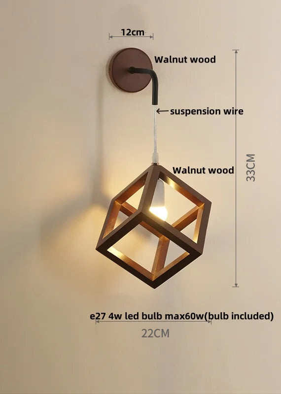 Afralia™ Wood Cube LED Wall Lamp - Modern Nordic Design for Home Decor