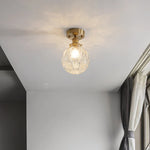 Glass LED Ceiling Light for Living Room, Modern Copper Canopy, Nordic Style Fixtures