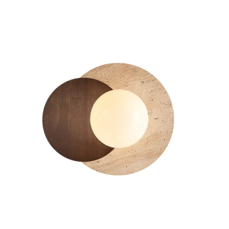 Nordic Stone Wood Wall Sconce Light Fixture for Bedroom, Wabi-sabi Design