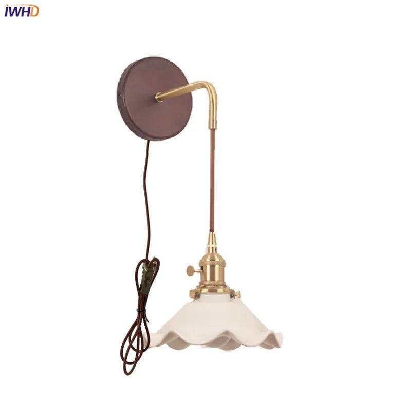 Ceramic Wood LED Wall Sconce, Modern Adjustable Nordic Lamparas De Pared for Bedroom