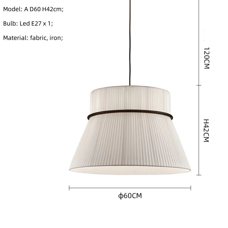 White Fabric LED Pendant Chandelier, Minimalist Living Room Ceiling Light
