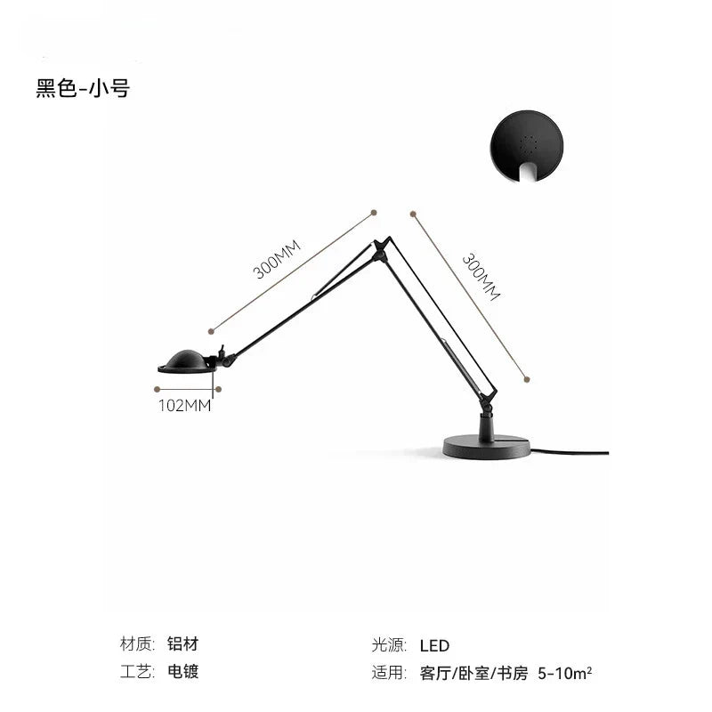 Industrial Black/Chrome LED Rocker Arm Desk Light with Adjustable Arm