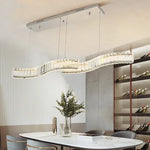S Wave Steel & Crystal Dimmable LED Pendant Lights