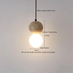 Wood Stone LED Pendant Lamp Yellow Travertine Vintage Hanging Luminaria