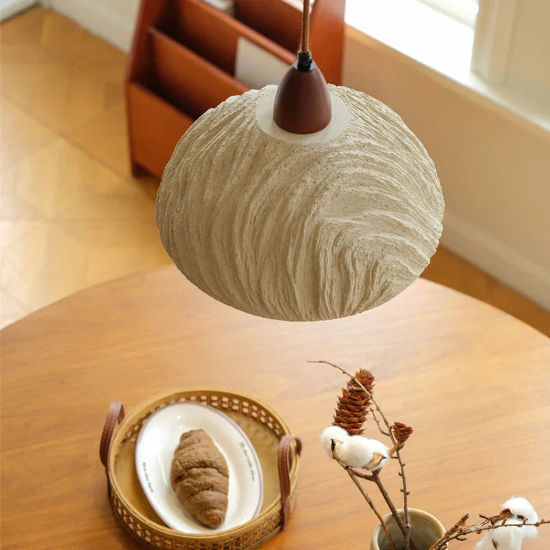 Wood Cement Pendant Light Fixture Adjustable LED Modern Nordic Hang Lamp
