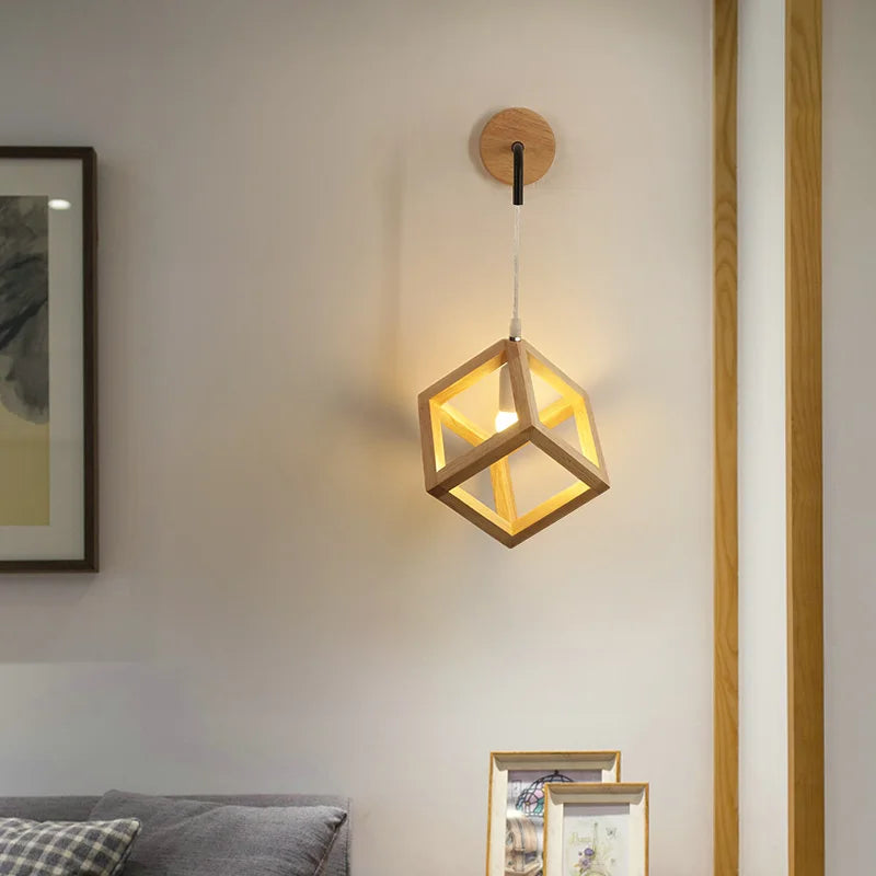 Afralia™ Wood Cube LED Wall Lamp - Modern Nordic Design for Home Decor