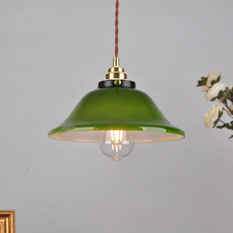 Green Glass Adjustable LED Pendant Lights for Modern Nordic Home Decor