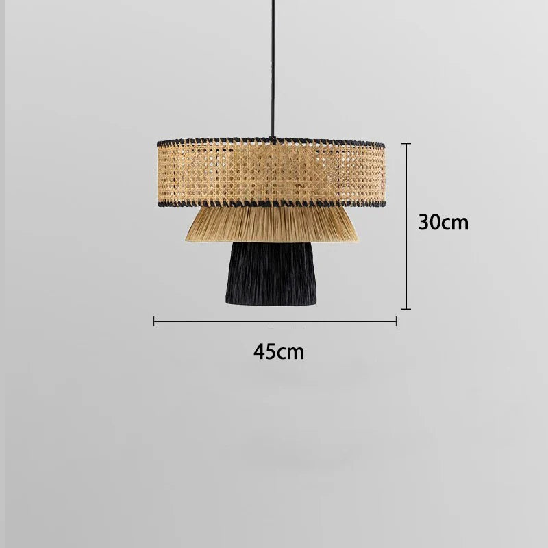 Nordic Rattan Pendant Lights: Retro Woven Chandeliers for Living Room & Restaurant