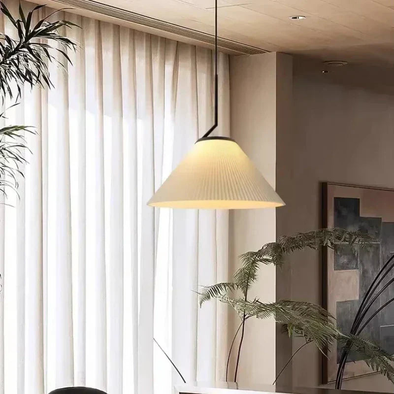 Cream Pleated Pendant Light by Afralia™: Modern Nordic E27 Chandelier for Living Room, Loft, Bar.