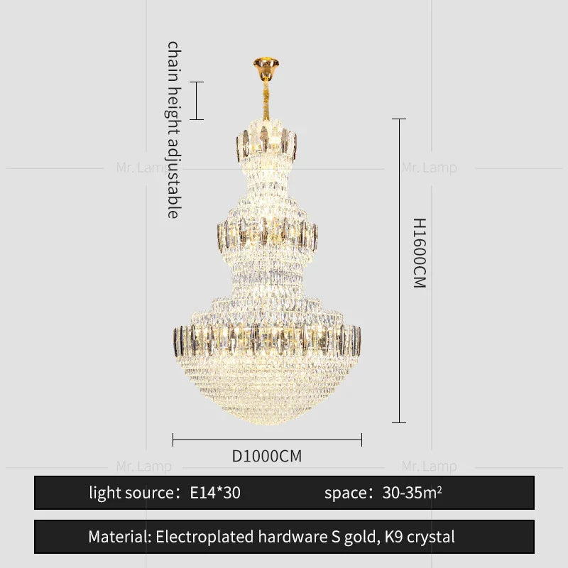 Crystal Chandelier: Postmodern Light Luxury for Hotel Lobby, Villa, and Duplex Floors