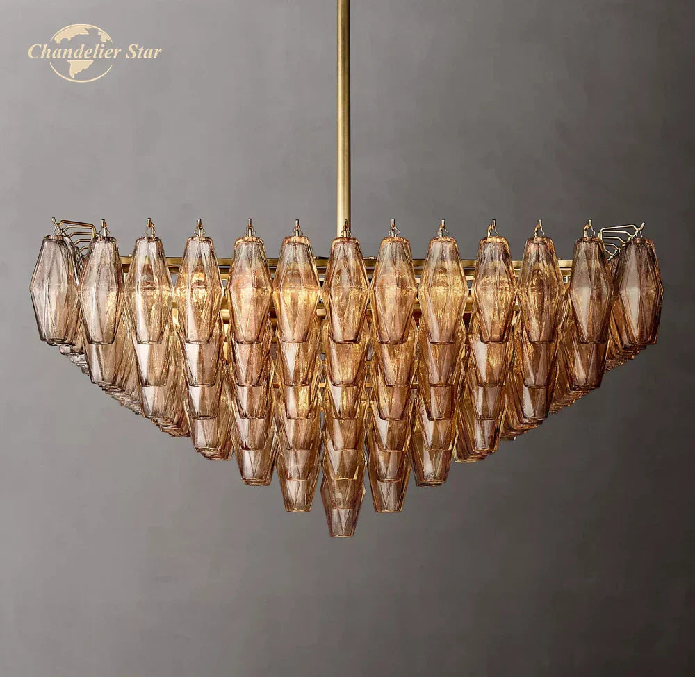 Chiara Glass LED Square Chandelier for Living Dining Room Lighting
