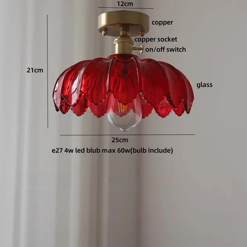 Smoke Gray Glass LED Ceiling Light - Modern Nordic Style