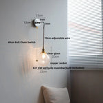 Ceramic LED Wall Sconce Pull Chain Switch Bedside Lamp White Nordic Modern Fixtures