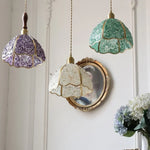 Afralia™ Copper Walnut LED Pendant Lamp Crystal Glass Hanging Light