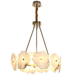 Ivory White Marble Copper LED Ceiling Light Luxury Modern Fixture
