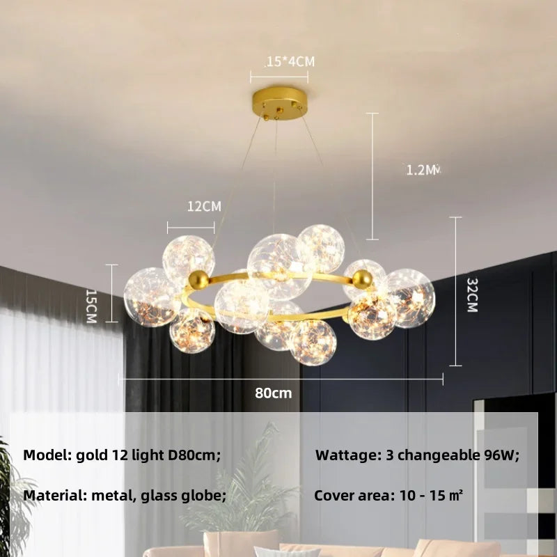 Modern Dimmable Metal Pendant Lights with Glass Globe for Dining Room & Bar