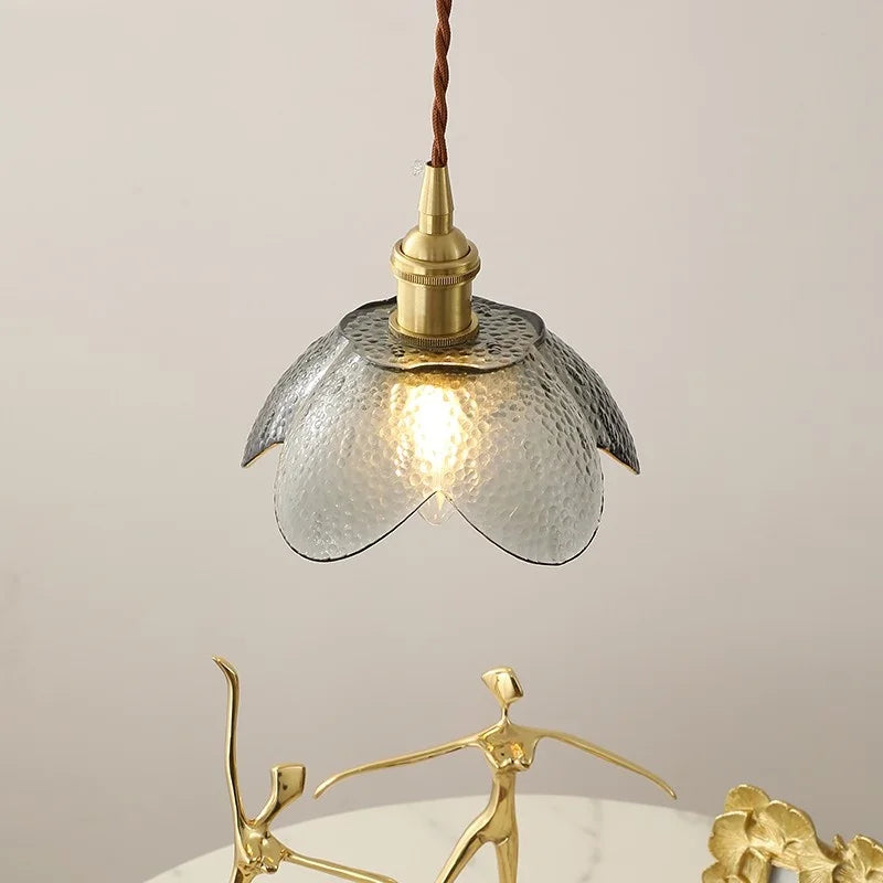 Glass Copper LED Hanging Light: Nordic Pendant Lamp, Living Room Bedroom Coffee Knob Switch