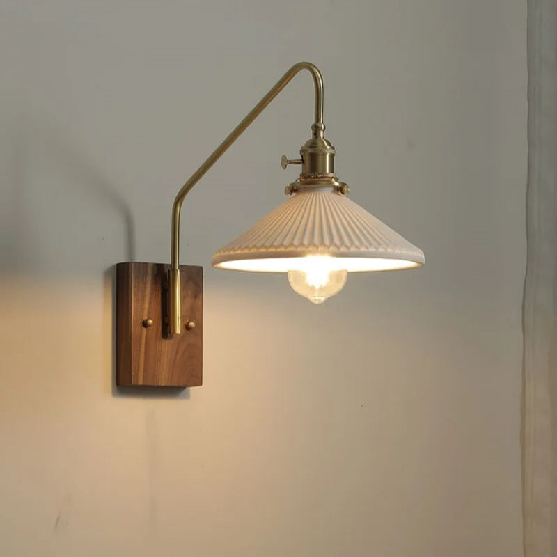 Copper Ceramic LED Wall Lamps Modern Style for Bedroom Living Room Bar