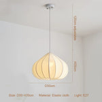 Afralia™ Nordic Style Creamy E27 Pendant Light Fabric Chandelier_Lamp Dining Room Suspended LED Bar Droplight