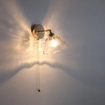 Copper LED Wall Lights with Glass Shade & Pull Chain Switch