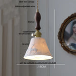 Afralia™ Ceramic Knob Switch LED Pendant Lamp, Nordic Walnut Wood Hanging Light Fixtures for Living Room