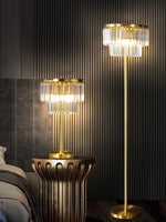 All Brass Crystal Floor Lamp Gold Luxury Decor Living Room Lighting
