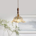 Glass LED Pendant Lamp Petal Lampshade for Bedroom Living Dining Room