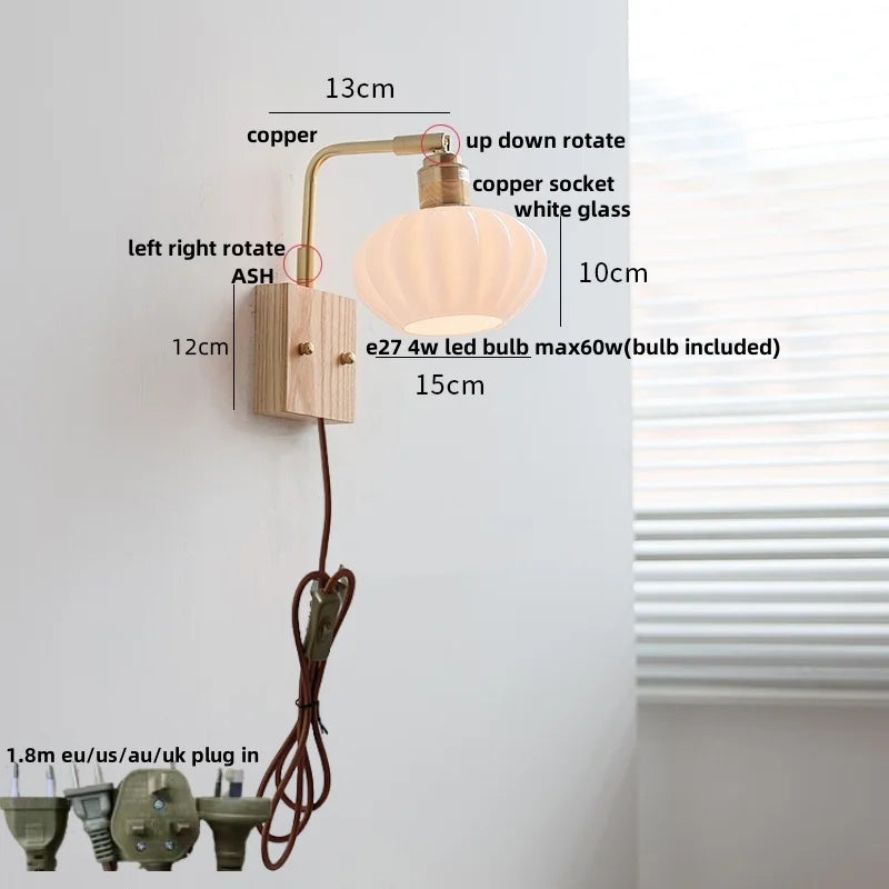 Rotatable LED Wall Light Fixture with Pull Chain Switch, Modern Nordic Design