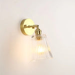 Afralia™ Striped Glass LED Wall Sconce Copper Arm Vintage Lampara Pared