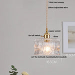LED Brass Pendant Lamp Modern Clear Glass Dining Light