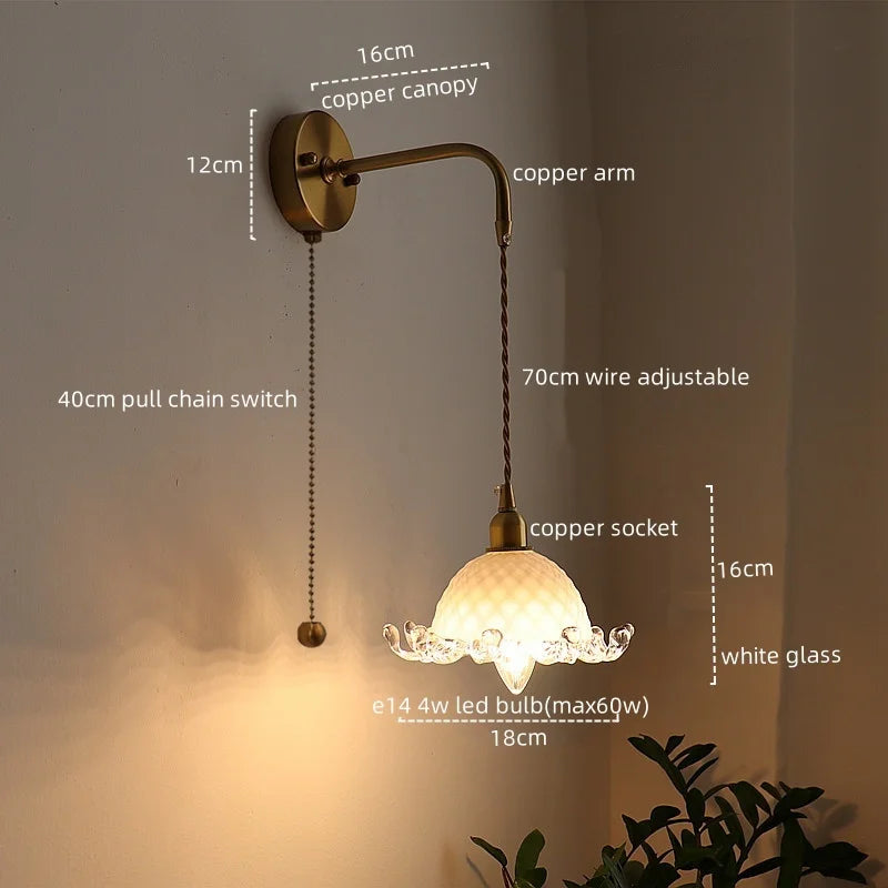 LED Copper Wall Light: Modern Nordic Interior Lamp for Bedroom, Bathroom, and Balcony