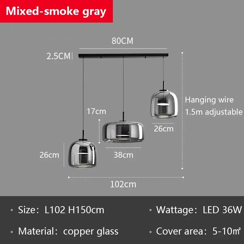 Modern Glass LED Pendant Lights for Dining Room Kitchen Table & B&B Loft Stair Chandeliers