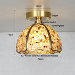 Crystal Glass LED Ceiling Light Copper Canopy Nordic Modern Design