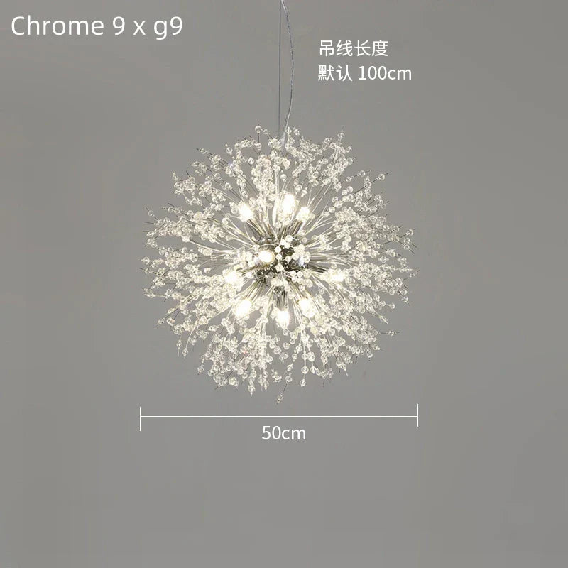 Dandelion Crystal Ceiling Lamp Chandelier for Bedroom Dining Room Kitchen Island
