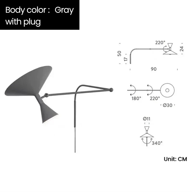 Marseille Rotary Wall Lamp - Adjustable Up/Down Lighting for Living Room & Bedroom