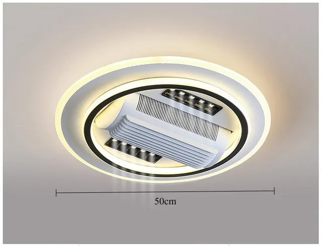 Bladeless LED Ceiling Fan Light: Modern Invisible Fan Lamp for Bedroom & Living Room