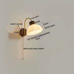 LED Wall Sconce Pull Chain Switch Modern Stair Lights Glass Wood