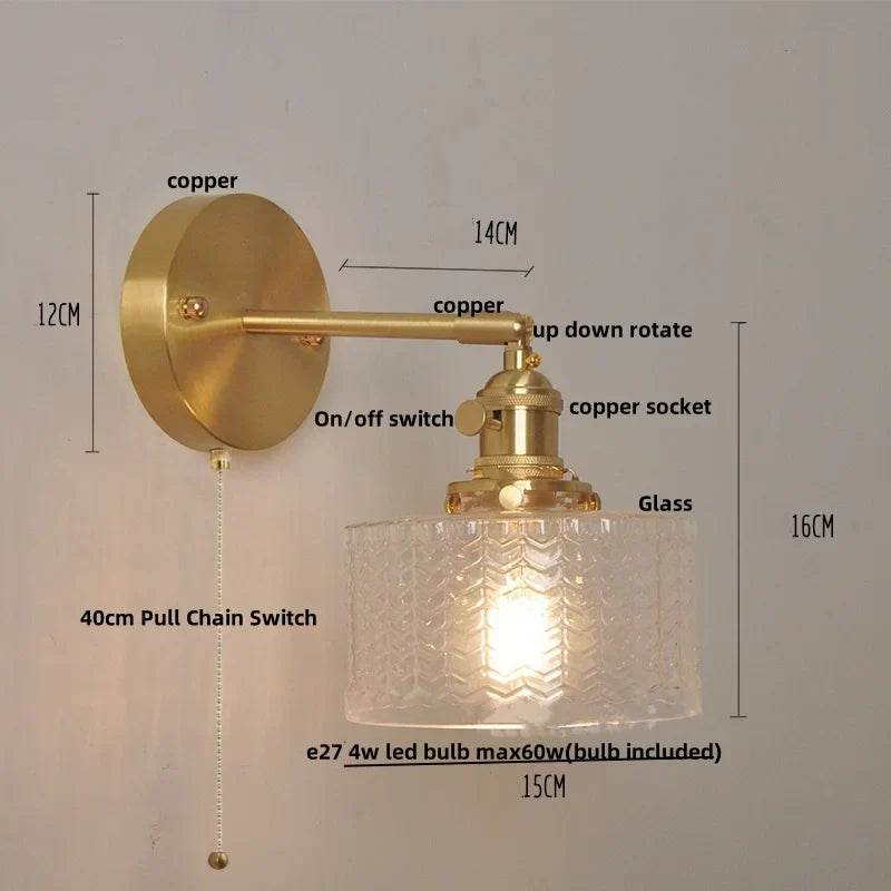 Nordic Modern LED Glass Wall Light Fixture for Bedroom, Living Room, Porch