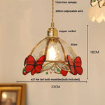 Red Butterfly LED Pendant Lamp Tiffany Glass Hanging Lights